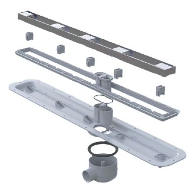 IMPEY AQUA-DEC LINEAR DRAIN 1, 3 & 4 - 800mm 'ALLURE ELEMENT' BRUSHED BLACK INSERT TOP with HORIZONTAL OUTLET, LNR80SBSS-02/H IMPEY AQUA-DEC LINEAR DRAIN 1, 3 & 4 - 800mm 'ALLURE ELEMENT' BRUSHED BLACK INSERT TOP with HORIZONTAL OUTLET, LNR80SBSS-02/H